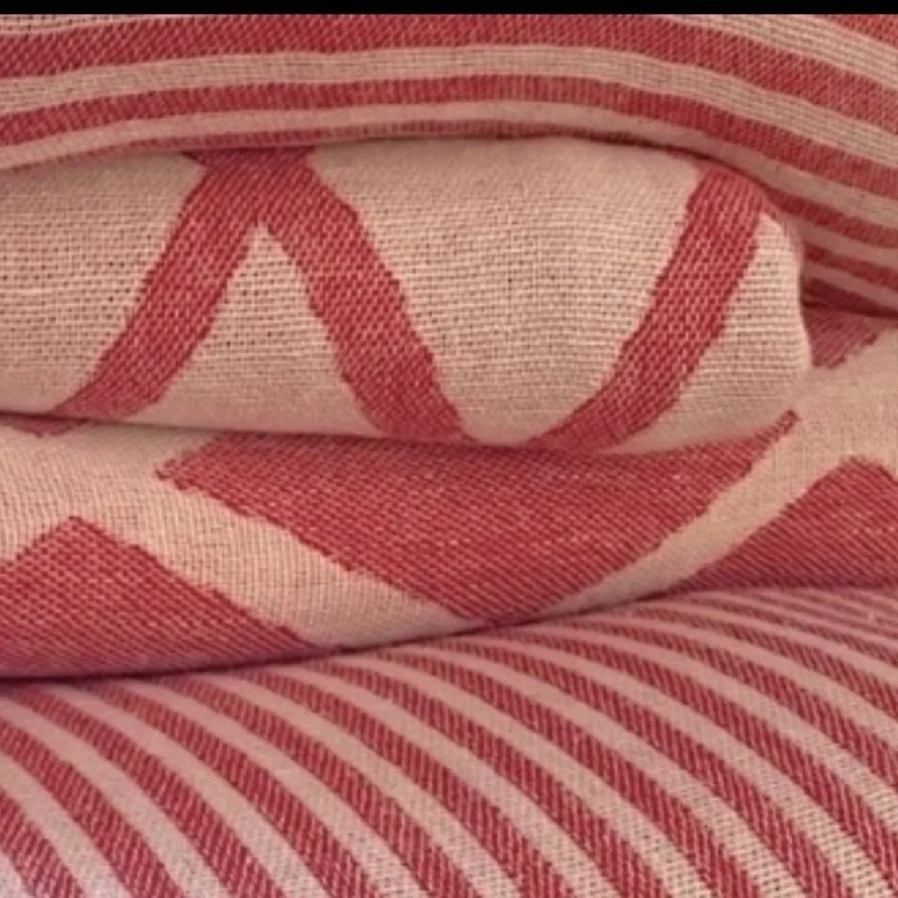 RLH Stripe Bag Red Natural Loom Weave Organic Cotton Travelin’ Light REwork NEW!